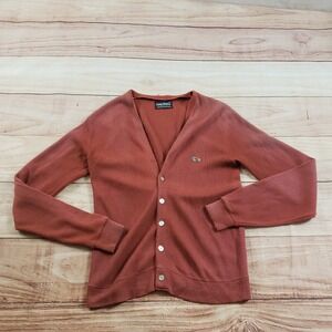 VINTAGE Challenger Sweater Mens Small Brown Cardigan‎ Button Preppy Turtle Adult